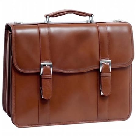 Mckleinusa McKlein 85954 Flournoy 85954- Brown Leather Double Compartment Laptop Case 85954